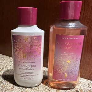 Bath & Body Works Strawberry Snowflakes Body Wash and Lotion